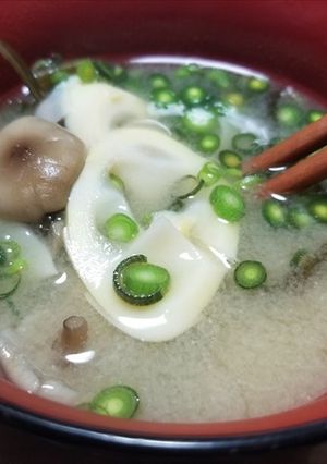 ハチク（破竹、淡竹）、キノコの味噌汁-レシピのメイン写真