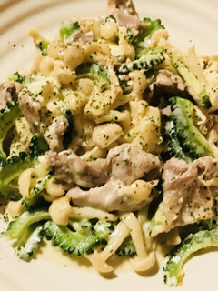 豚肉とゴーヤ・茸のクリーム&クリーム炒め-レシピのメイン写真