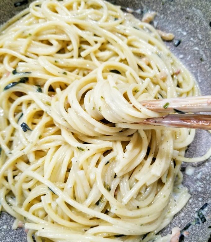 ズボラでOK！お茶漬けクリームパスタ-レシピのメイン写真