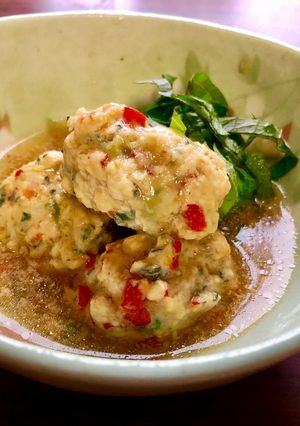 ふわっ〜しそ入り鶏団子の餡掛け煮物♧-レシピのメイン写真