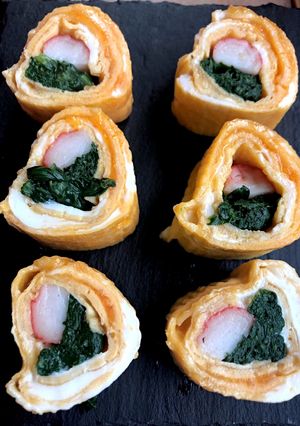 卵焼きカニカマほうれん草 お弁当に-レシピのメイン写真
