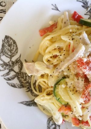 ズッキーニとハムのクリームパスタ-レシピのメイン写真