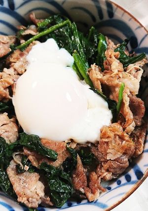 ほうれん草と豚肉のスタミナ丼-レシピのメイン写真