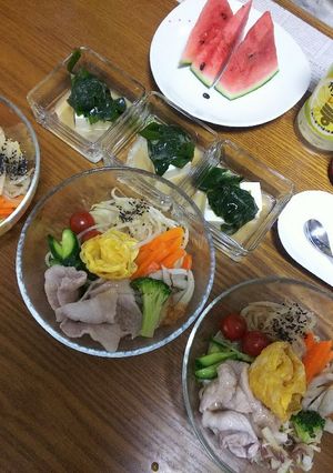 豚しゃぶDe冷やし中華バラ薄焼き卵❤️-レシピのメイン写真