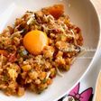 福神漬けの炒飯♡黄身のせ♡