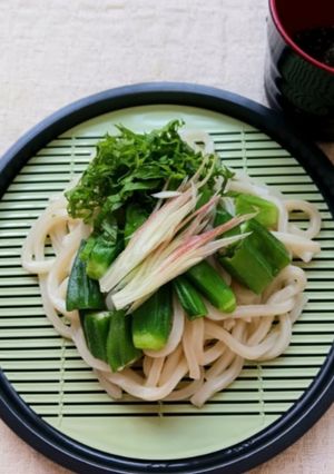 オクラ青じそみょうがのさっぱり冷うどん-レシピのメイン写真