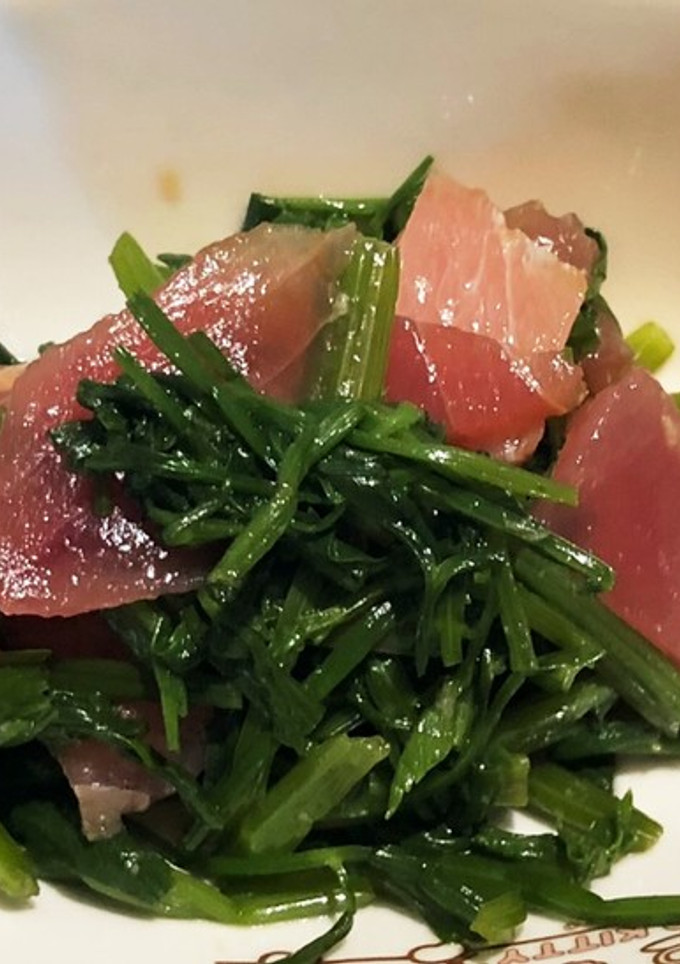 マグロの切り落としとセリでオツマミ！-レシピのメイン写真