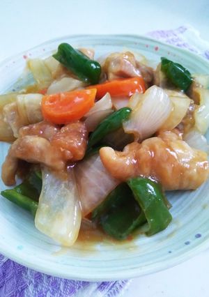 レンジで時短！鶏肉と野菜の甘酢炒め♪-レシピのメイン写真