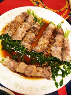 蒸し豆苗と豚肉巻き-レシピのメイン写真