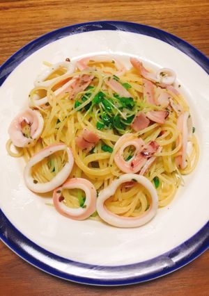 イカとかいわれのレモンバターパスタ-レシピのメイン写真