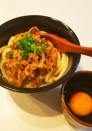 甘じょっぱ肉旨❤冷やし牛すき月見うどん❤-レシピのメイン写真