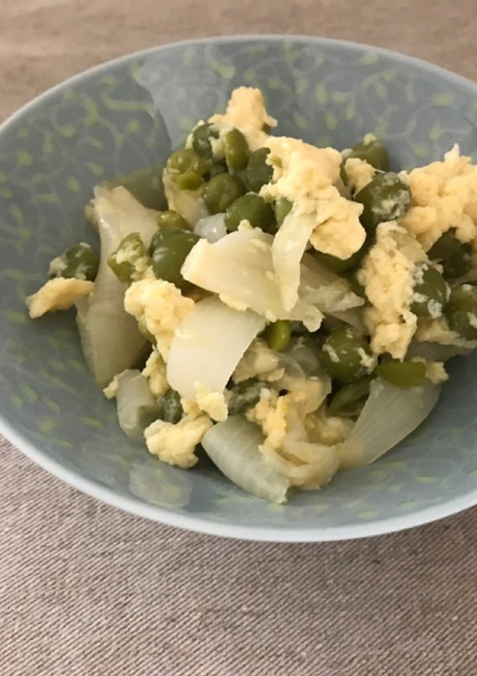 エンドウ豆と新玉ねぎの卵とじ-レシピのメイン写真