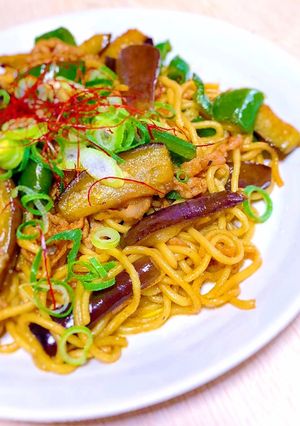 豚茄子ピーマンのバタぽん焼きそば♡-レシピのメイン写真
