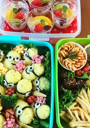 2019 小学校運動会 ミニオンキャラ弁-レシピのメイン写真