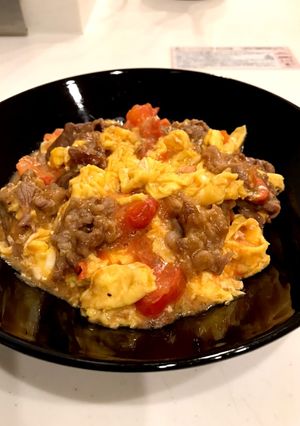 わが家の定番！牛肉とトマトのたまご炒め-レシピのメイン写真
