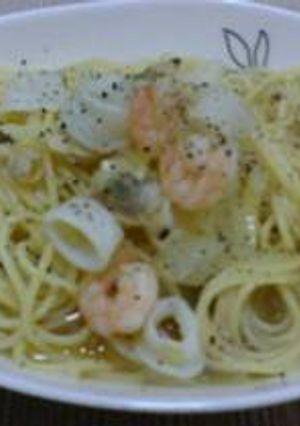 シーフードミックスのスープパスタ-レシピのメイン写真