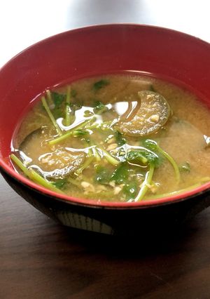 ナスと豆苗の味噌汁-レシピのメイン写真