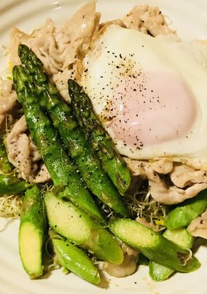 豚こま切れ肉とアスパラのガーリック炒め-レシピのメイン写真