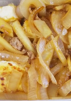 豆腐ステーキにじゃがいもと玉ねぎソース-レシピのメイン写真