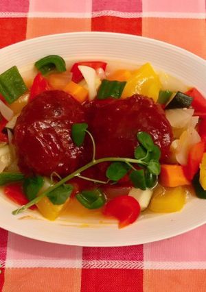 煮込みハンバーグ&野菜のスープ煮-レシピのメイン写真