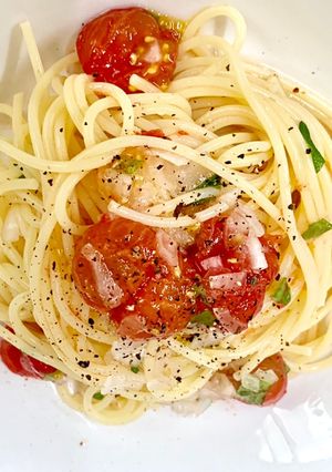 ミニトマトと新玉ねぎの冷製パスタ-レシピのメイン写真