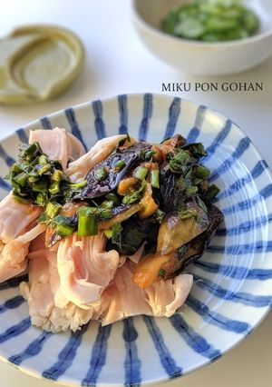 サラダチキン（茹で鶏）のなすニラソース-レシピのメイン写真