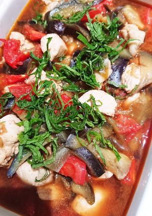ナスとトマトの鶏肉めんつゆ-レシピのメイン写真