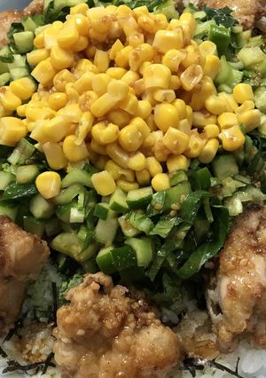 現役自衛官もりもり！残り唐揚げ大皿ご飯！-レシピのメイン写真