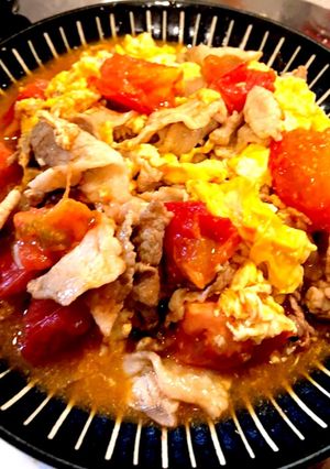 【簡単 男の手料理】5分トマト卵豚肉炒め-レシピのメイン写真
