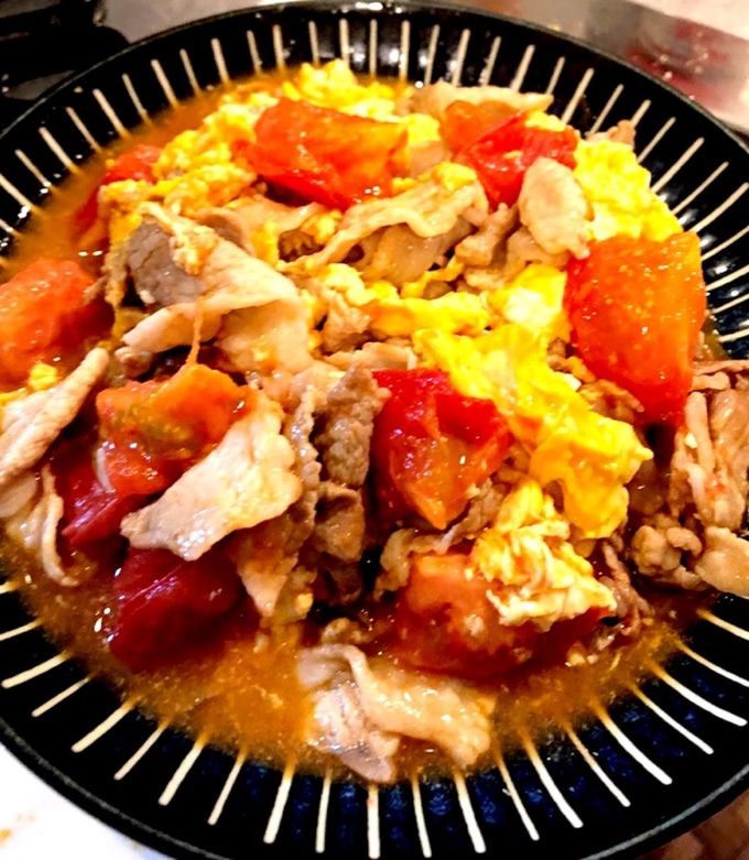 【簡単 男の手料理】5分トマト卵豚肉炒め-レシピのメイン写真