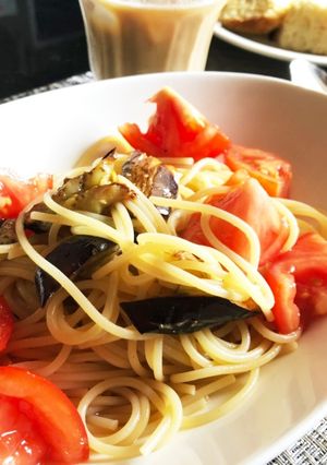 ナスとトマトの冷製パスタ-レシピのメイン写真