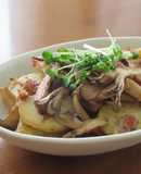 新じゃがとエリンギと舞茸の梅バター醤油