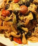 豚こまぎれ肉のプチトマトソースのパスタ