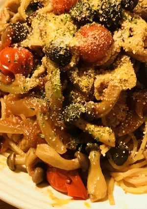 豚こまぎれ肉のプチトマトソースのパスタ-レシピのメイン写真
