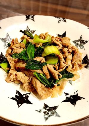簡単！豚こまとチンゲン菜の炒めもの♥-レシピのメイン写真