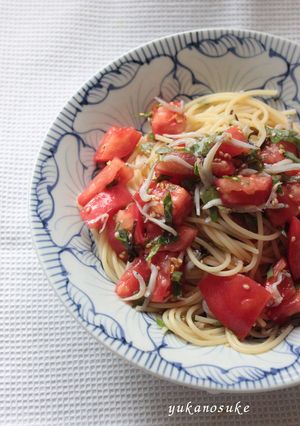 トマトと紫蘇としらすの和風冷製パスタ-レシピのメイン写真