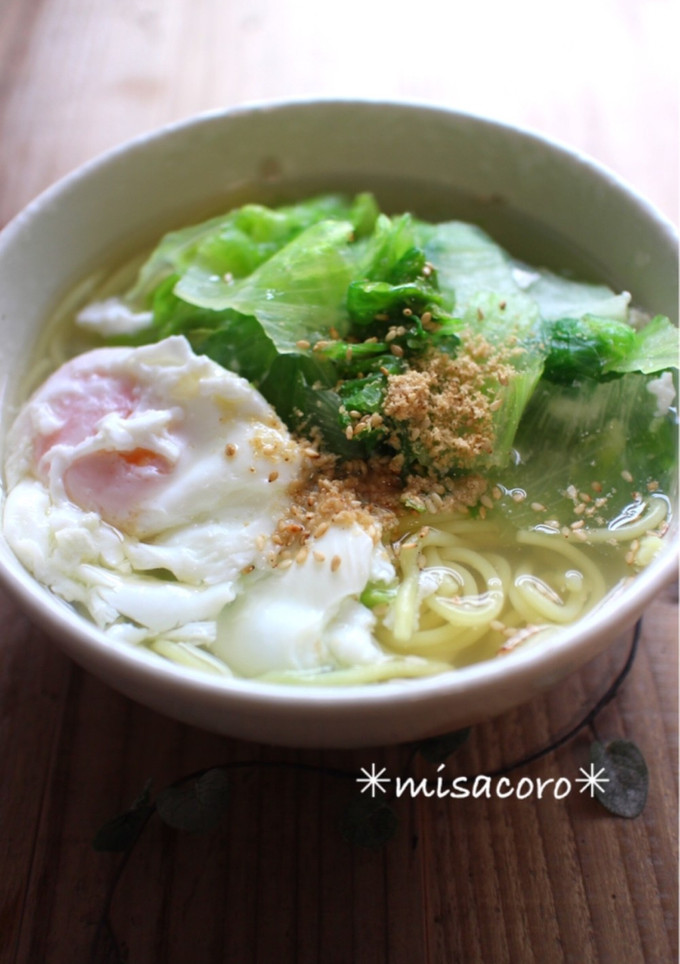 ｍ簡単！半熟卵とレタスの塩ラーメン-レシピのメイン写真