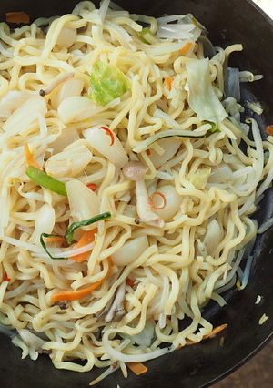 キャンプで使える「らっきょう塩焼きそば」-レシピのメイン写真