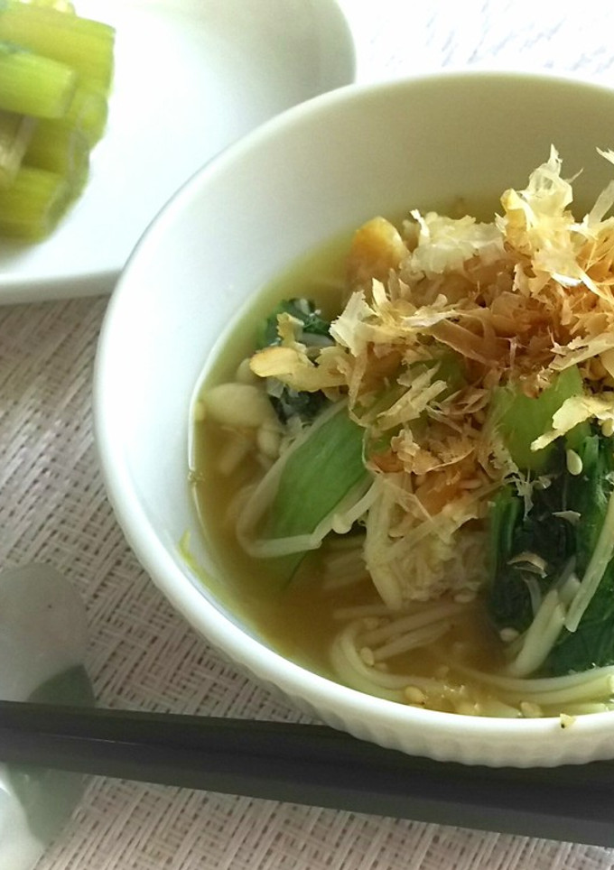 榎茸と水菜と油揚げの煮付け♪-レシピのメイン写真
