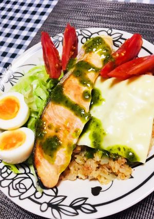 トマトピラフと鮭のジェノベーゼプレート-レシピのメイン写真