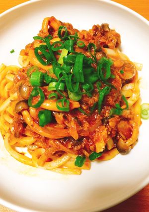 鯖味噌缶で簡単ナポリタンうどん-レシピのメイン写真