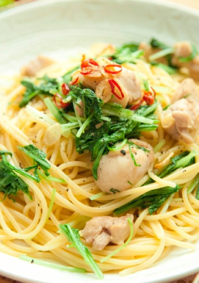 鶏肉と水菜の和風パスタ⁂お手軽簡単-レシピのメイン写真