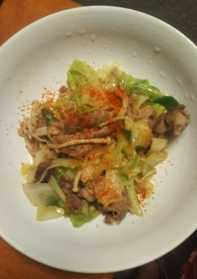 豚こまと、キャベツ、えのきの炒め-レシピのメイン写真