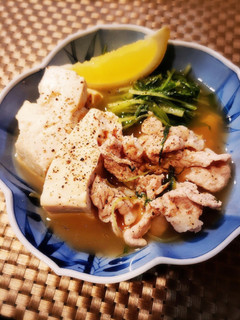 簡単 時短 豆腐と豚肉と水菜のさっぱり煮-レシピのメイン写真