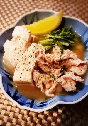 簡単 時短 豆腐と豚肉と水菜のさっぱり煮-レシピのメイン写真