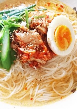 キムチと夏野菜の素麺-レシピのメイン写真