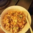 冷やご飯と、豚こまとキャベツのチャーハン