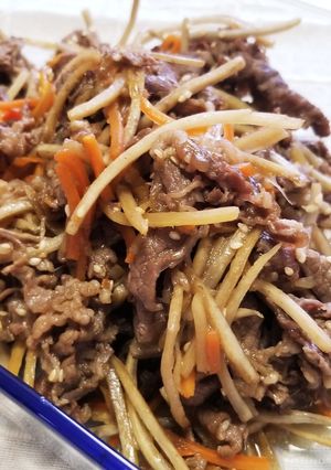 牛肉入り♪ボリュームアップきんぴらごぼう-レシピのメイン写真
