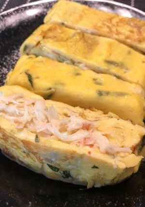 贅沢おかず♡カニと大葉の卵焼き-レシピのメイン写真