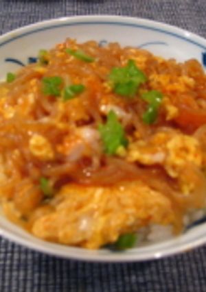 脱メタボこんにゃくのキムチ煮卵とじ丼-レシピのメイン写真